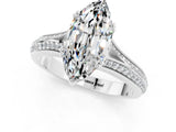 White gold Marquise Cut Moissanite Split Shank Engagement Ring with Pavé Band_1