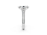 White gold Marquise Cut Moissanite Split Shank Engagement Ring with Pavé Band_2