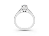White gold Marquise Cut Moissanite Split Shank Engagement Ring with Pavé Band_3
