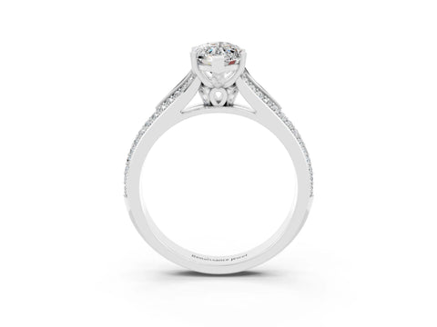 White gold Marquise Cut Moissanite Split Shank Engagement Ring with Pavé Band_3