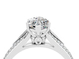 White gold Marquise Cut Moissanite Split Shank Engagement Ring with Pavé Band_4