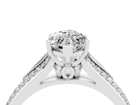 White gold Marquise Cut Moissanite Split Shank Engagement Ring with Pavé Band_4
