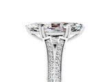 White gold Marquise Cut Moissanite Split Shank Engagement Ring with Pavé Band_5