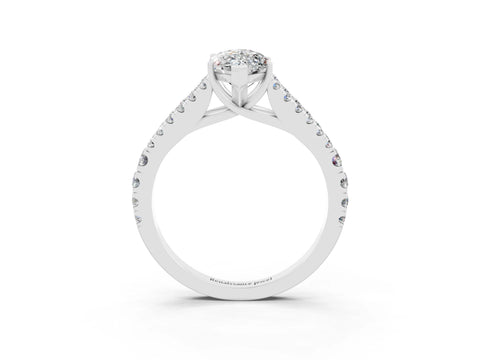 White gold Marquise Cut Moissanite Split Shank Pavé Engagement Ring with Four-Prong Setting_15