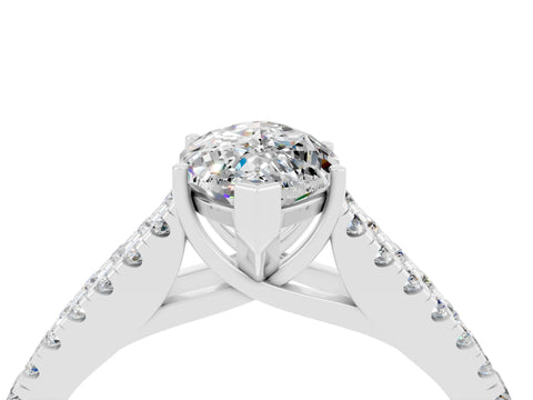 White gold Marquise Cut Moissanite Split Shank Pavé Engagement Ring with Four-Prong Setting_16