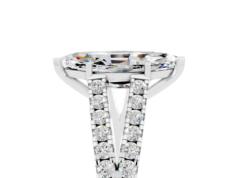 White gold Marquise Cut Moissanite Split Shank Pavé Engagement Ring with Four-Prong Setting_17