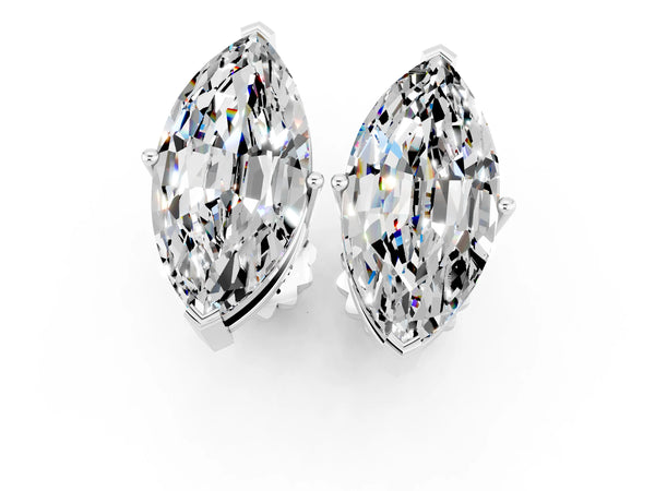 White gold Marquise Cut Moissanite Stud Earrings