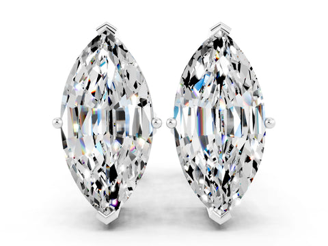White gold Marquise Cut Moissanite Stud Earrings_35