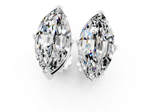 White gold Marquise Cut Moissanite Stud Earrings_36