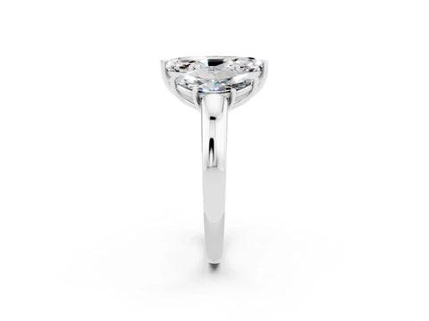 White gold Marquise Cut Moissanite Three-Stone Ring with Four-Prong Setting and Classic Band_2