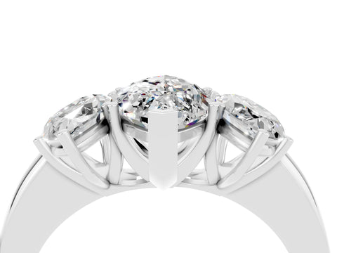 White gold Marquise Cut Moissanite Three-Stone Ring with Four-Prong Setting and Classic Band_4
