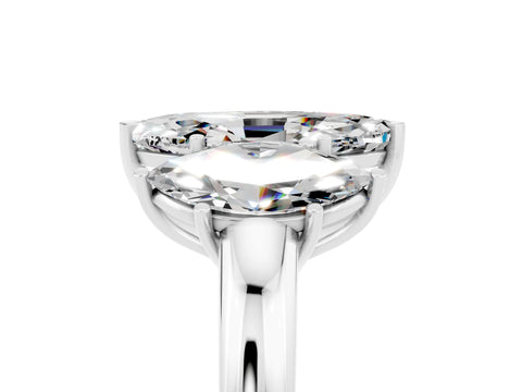 White gold Marquise Cut Moissanite Three-Stone Ring with Four-Prong Setting and Classic Band_5