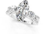 White gold Marquise Cut Moissanite Three-Stone Ring with Pavé Split Shank and Four-Prong Setting_13