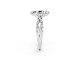 White gold Marquise Cut Moissanite Three-Stone Ring with Pavé Split Shank and Four-Prong Setting_14