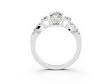 White gold Marquise Cut Moissanite Three-Stone Ring with Pavé Split Shank and Four-Prong Setting_15