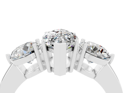 White gold Marquise Cut Moissanite Three-Stone Ring with Prong Setting and Classic Band_4