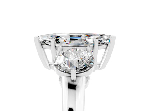 White gold Marquise Cut Moissanite Three-Stone Ring with Prong Setting and Classic Band_5