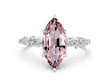 White gold Marquise Cut Morganite Cluster Side Stone Solitaire Ring with Prong Setting_24