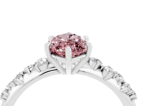 White gold Marquise Cut Morganite Cluster Side Stone Solitaire Ring with Prong Setting_28