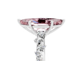 White gold Marquise Cut Morganite Cluster Side Stone Solitaire Ring with Prong Setting_29