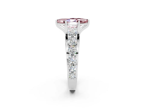 White gold Marquise Cut Morganite Engagement Ring with Pavé Band and Four-Prong Setting_2