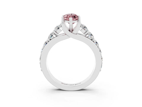 White gold Marquise Cut Morganite Engagement Ring with Pavé Band and Four-Prong Setting_3