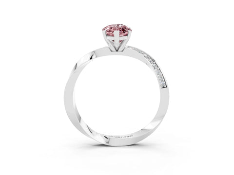 White gold Marquise Cut Morganite Engagement Ring with Side Stone Accents and Four-Prong Setting_30