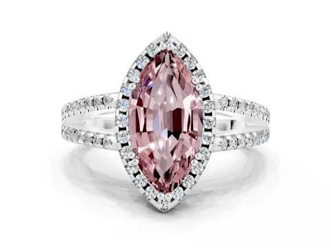 White gold Marquise Cut Morganite Halo Split Shank Engagement Ring_12