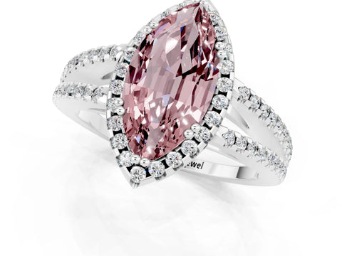 White gold Marquise Cut Morganite Halo Split Shank Engagement Ring_13