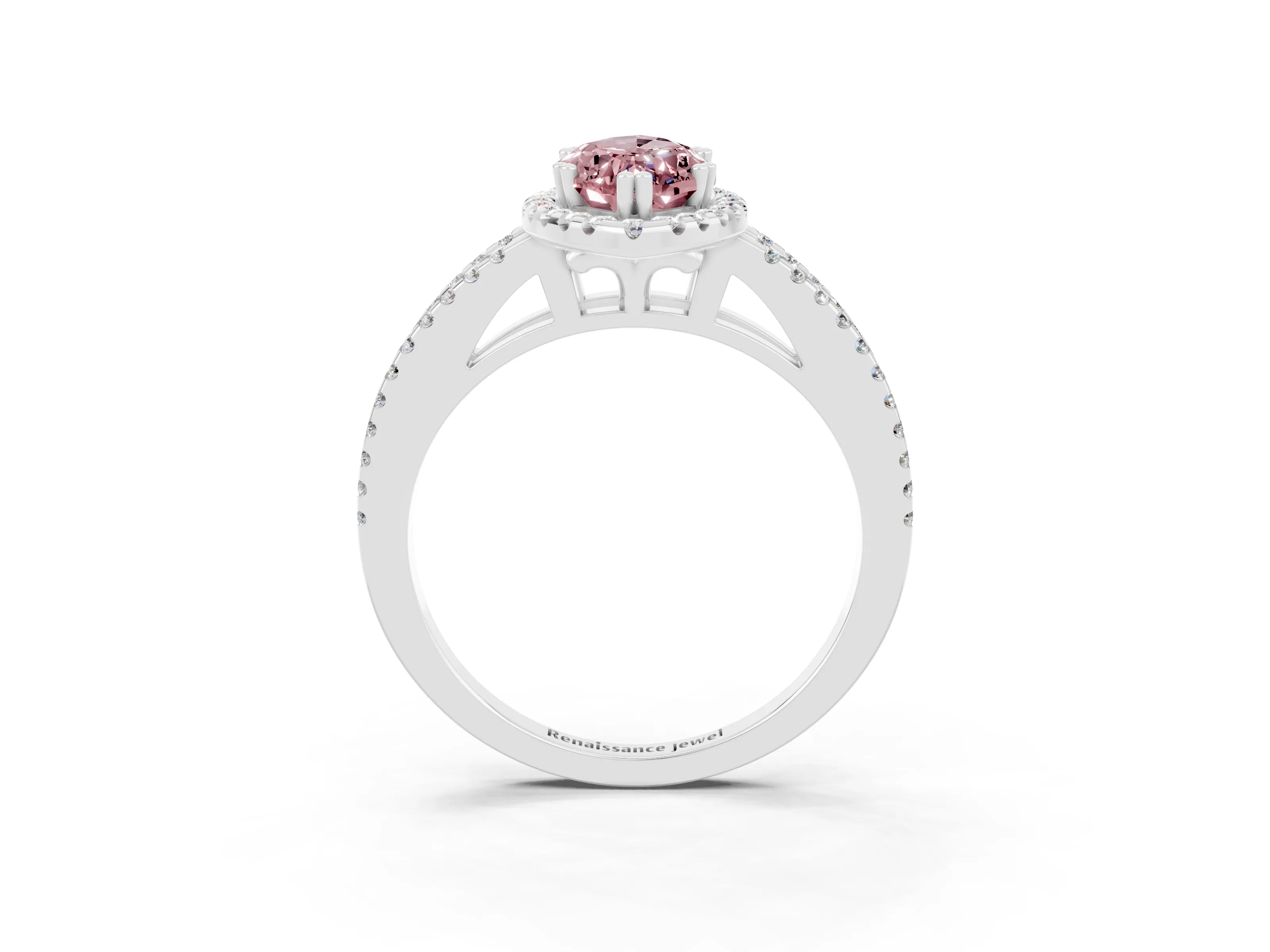 White gold Marquise Cut Morganite Halo Split Shank Engagement Ring_15