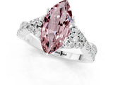 White gold Marquise Cut Morganite Halo Twist Band Solitaire Prong Setting Ring_1