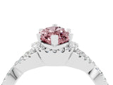 White gold Marquise Cut Morganite Halo Twist Band Solitaire Prong Setting Ring_4