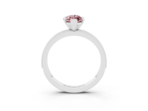 White gold Marquise Cut Morganite Milgrain Pavé Engagement Ring with Four-Prong Setting_3