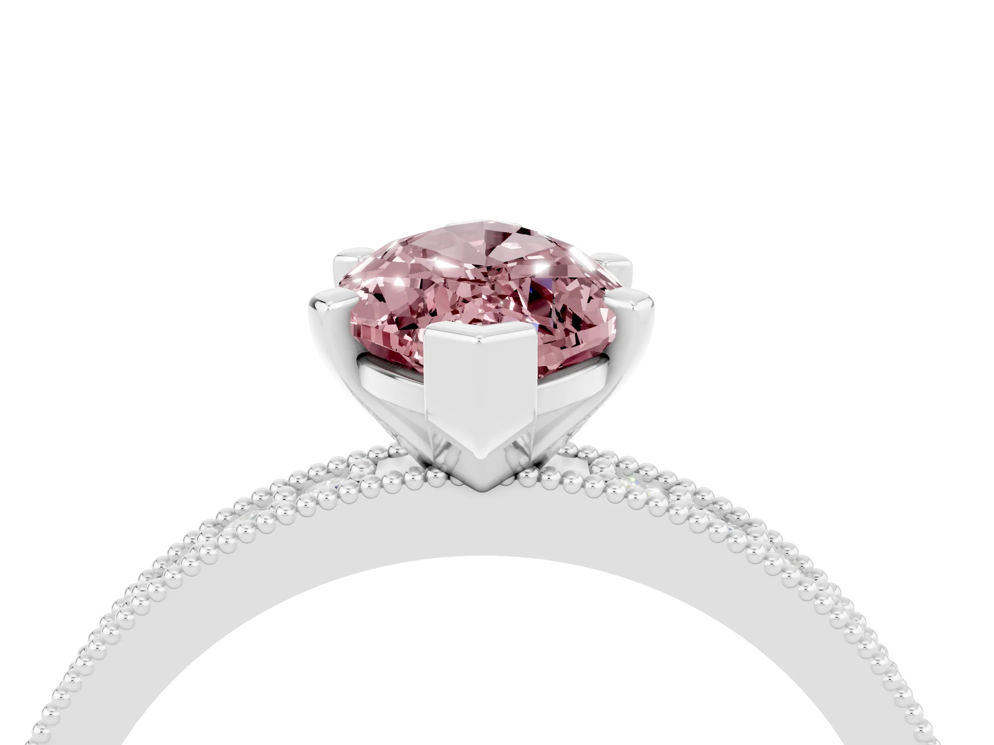 White gold Marquise Cut Morganite Milgrain Pavé Engagement Ring with Four-Prong Setting_4