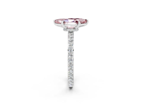 White gold Marquise Cut Morganite Pavé Engagement Ring with Round  Accents and Prong Setting_26