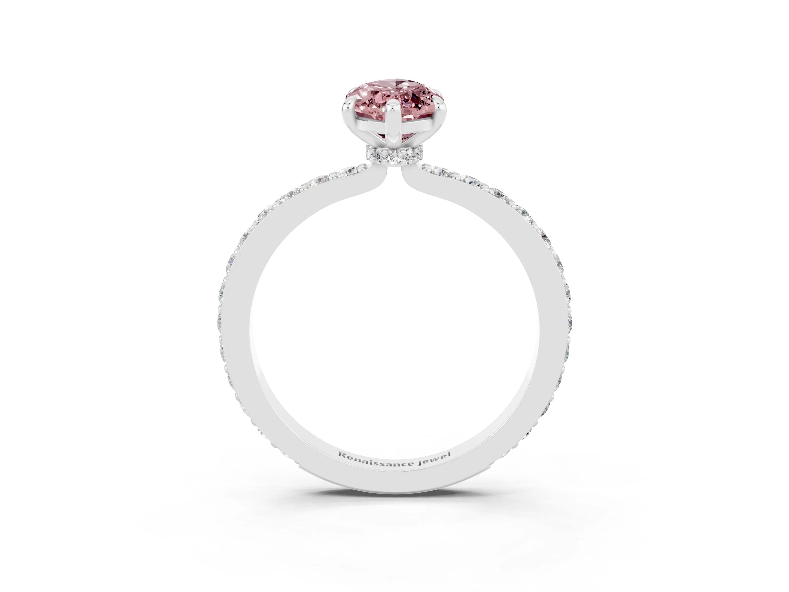 White gold Marquise Cut Morganite Pavé Engagement Ring with Round  Accents and Prong Setting_27