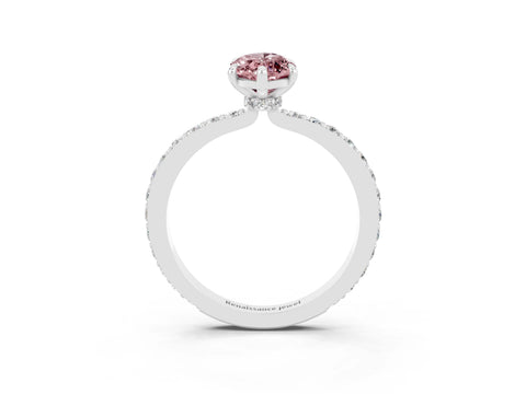 White gold Marquise Cut Morganite Pavé Engagement Ring with Round  Accents and Prong Setting_27