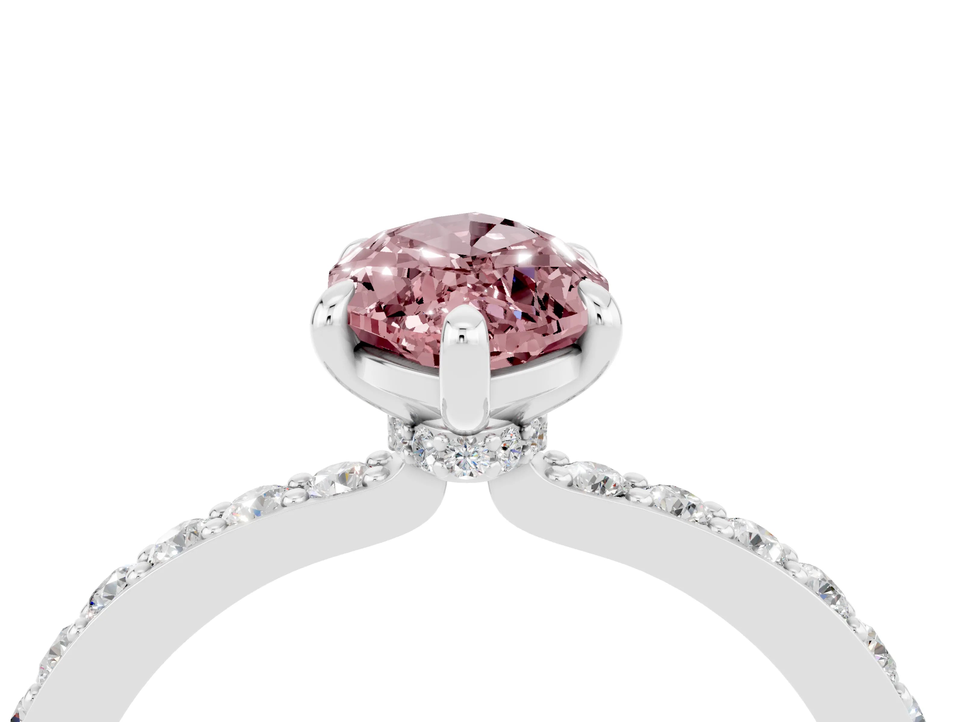 White gold Marquise Cut Morganite Pavé Engagement Ring with Round  Accents and Prong Setting_28