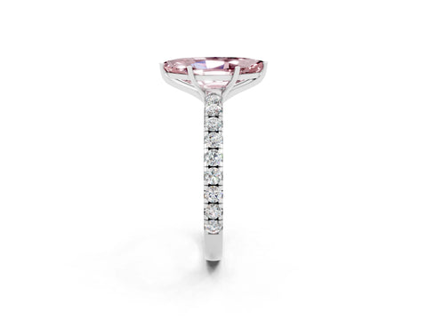 White gold Marquise Cut Morganite Pavé Solitaire Engagement Ring with Four-Prong Setting_14