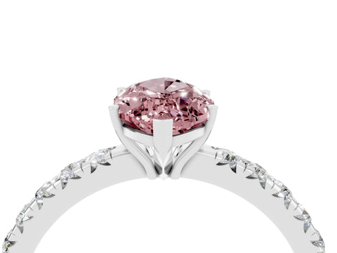 White gold Marquise Cut Morganite Pavé Solitaire Engagement Ring with Four-Prong Setting_16