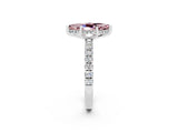 White gold Marquise Cut Morganite Pave Band Solitaire Ring with Four-Prong Setting_26