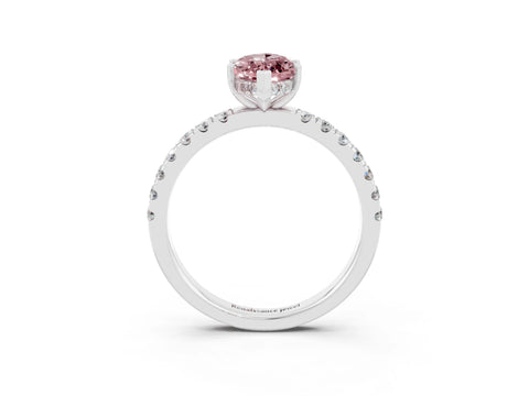 White gold Marquise Cut Morganite Pave Band Solitaire Ring with Four-Prong Setting_27