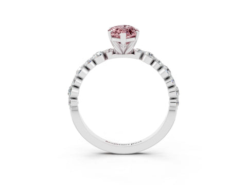 White gold Marquise Cut Morganite Prong Set Engagement Ring with Pavé Band_3