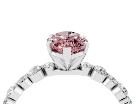 White gold Marquise Cut Morganite Prong Set Engagement Ring with Pavé Band_4