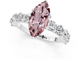 White gold Marquise Cut Morganite Prong Setting with Side Stones on a Pave Band_1