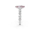 White gold Marquise Cut Morganite Prong Setting with Side Stones on a Pave Band_2