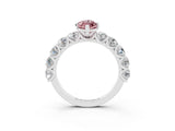 White gold Marquise Cut Morganite Prong Setting with Side Stones on a Pave Band_3