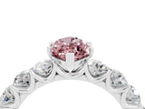 White gold Marquise Cut Morganite Prong Setting with Side Stones on a Pave Band_4