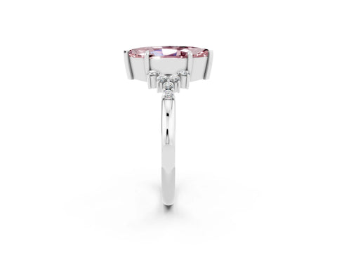 White gold Marquise Cut Morganite Ring with Side Stones and Four-Prong Setting_56