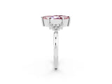 White gold Marquise Cut Morganite Ring with Side Stones and Four-Prong Setting_62